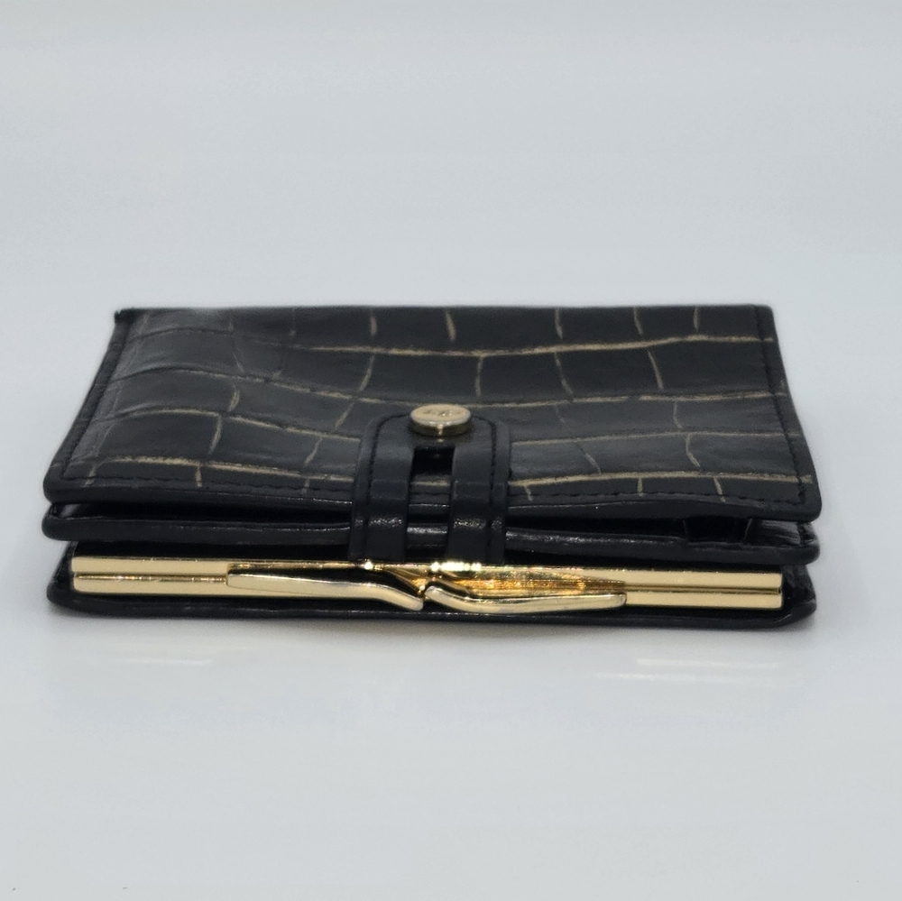 Abas Black & Gold Alligator Leather‎ Kisslock Wallet Vintage - Picture 3 of 8
